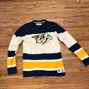 Preds Navy and Yellow Long Sleeve Jersey Shirt
